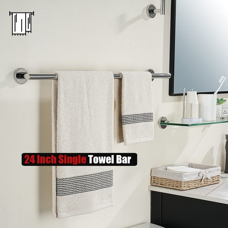 JQK Chrome Towel Bar, 27 Inch 304 Stainless Steel Thicken 0.8mm Towel Rack Bathroom, Towel Holder Polished Finished Wall Mount, Useable Length 24 Inch, TB110L24-CH - Image 5